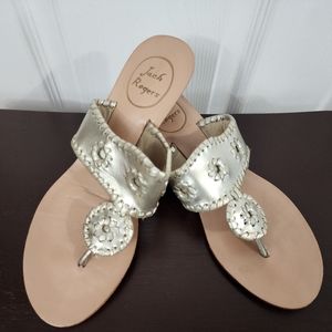 Like New Platinum Jack Rogers Mini Wedge Sandals